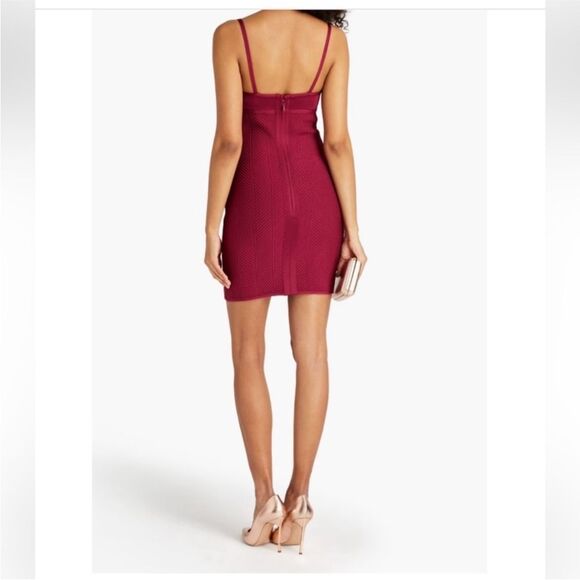 Herve Leger Red Bodycon Mini Dress Spaghetti Strap, XXS - Picture 5 of 13